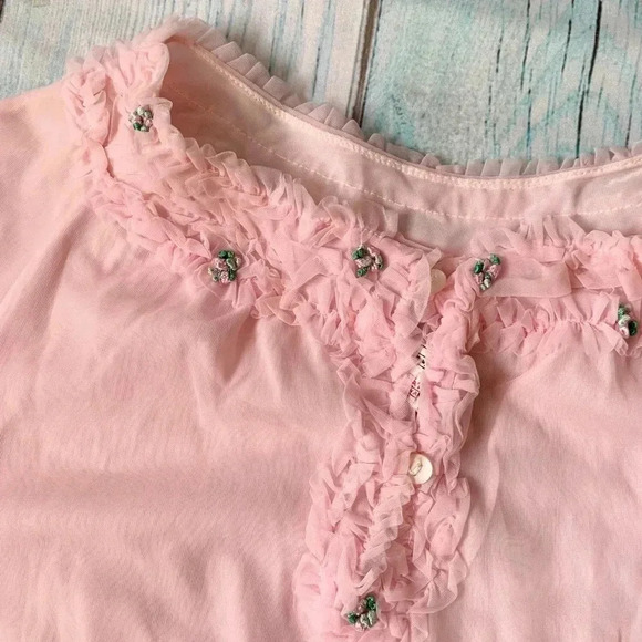 Cute little pink vintage slip dress nightgown size medium - Picture 4 of 6